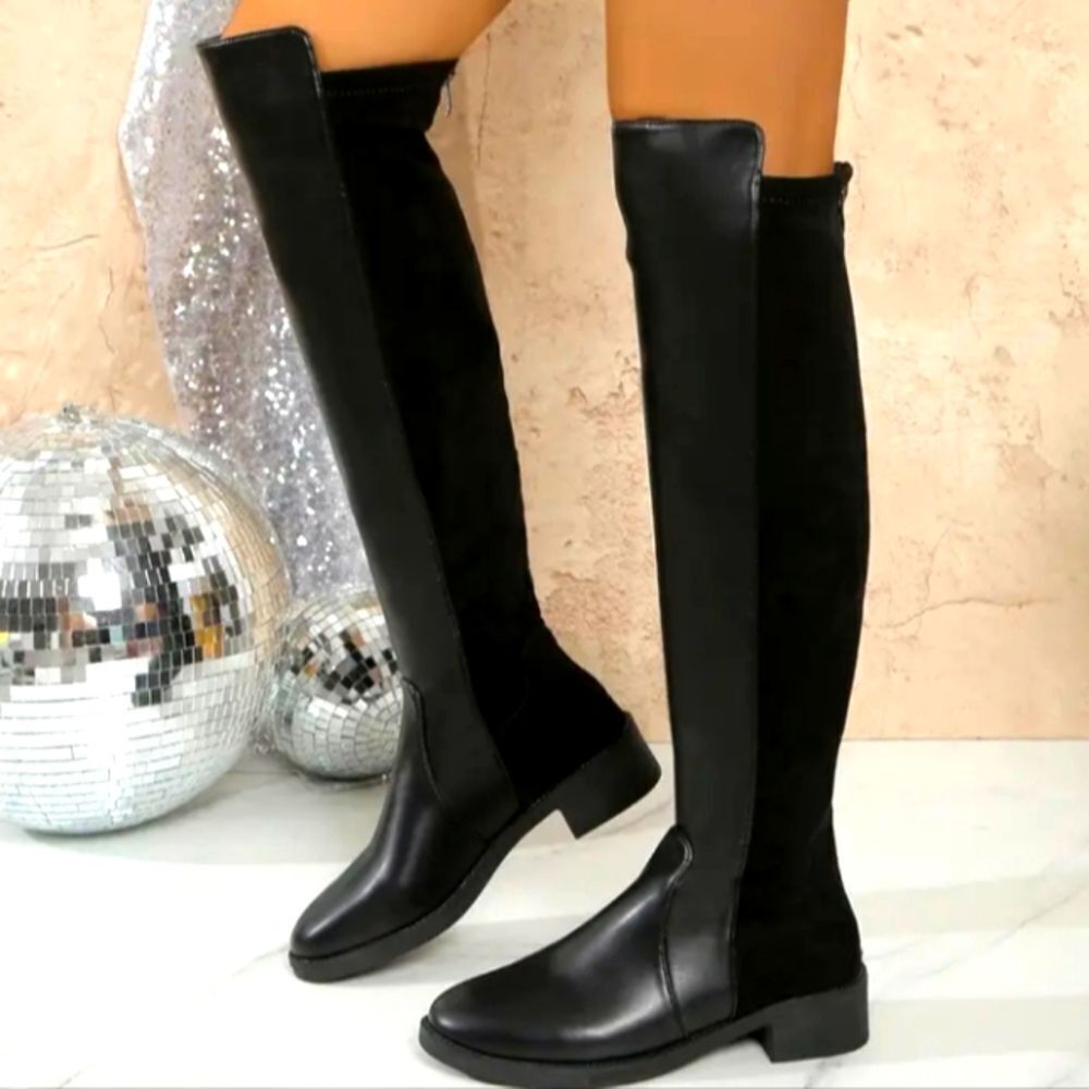 Ladies Elegant Black Over-the-Knee Boots Sz 9
